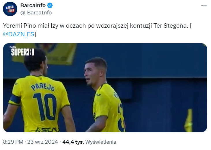 REAKCJA piłkarza Villarreal na KONTUZJĘ ter Stegena... :(